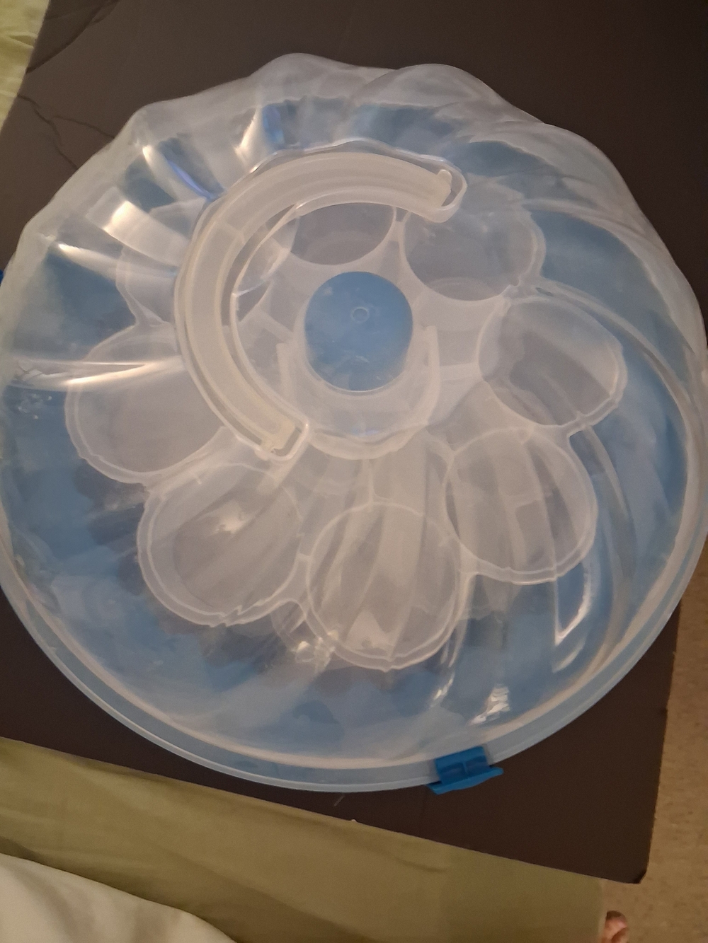 Clear Blue Plastic Cake Carrier with Handle